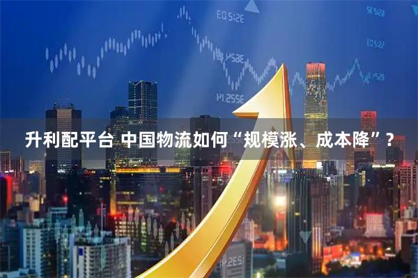 升利配平台 中国物流如何“规模涨、成本降”？