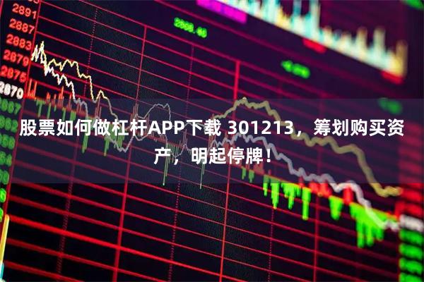 股票如何做杠杆APP下载 301213，筹划购买资产，明起停牌！